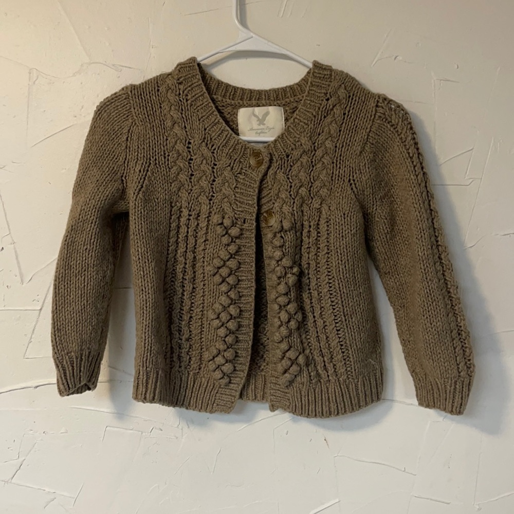 American Eagle, XS, tan knit cropped cardigan